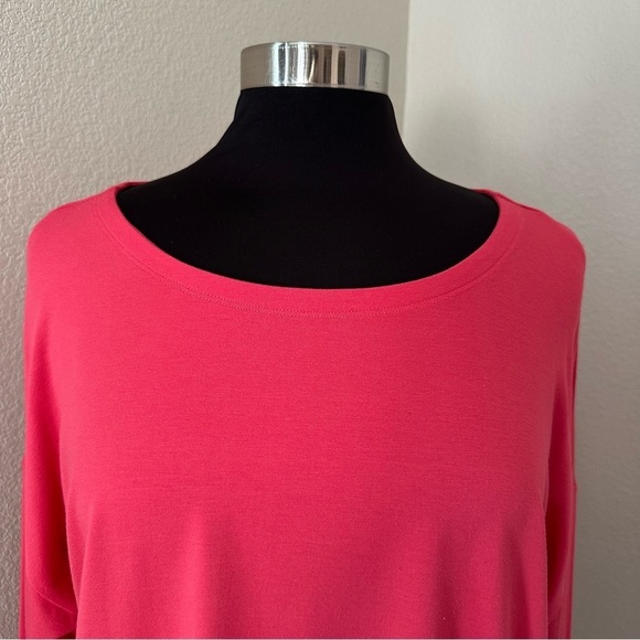 EILEEN FISHER Scoop Neck Dolman Long Sleeve Jersey Pink Coral Blouse Size L - Picture 3 of 11